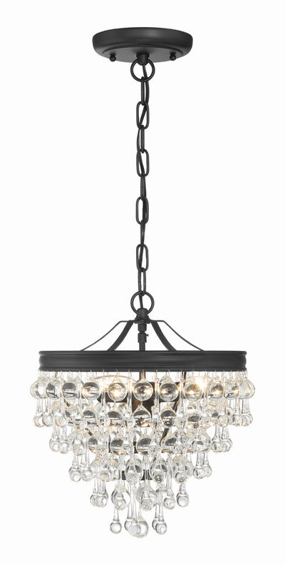 Antique Hardware Calypso 3 Light Matte Black Mini Chandelier Chandelier