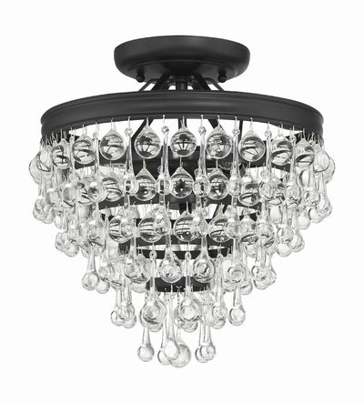 Antique Hardware Calypso 3 Light Matte Black Semi Flush Mount Semi Flush