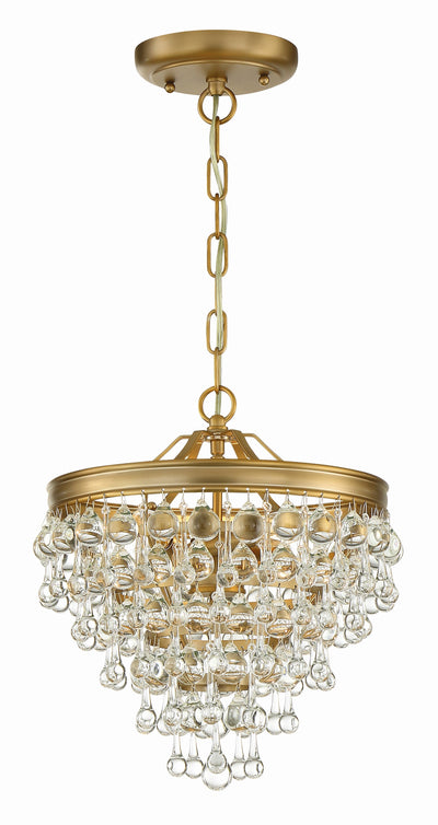 Antique Hardware Calypso 3 Light Crystal Teardrop Vibrant Gold Mini Chandelier Chandelier