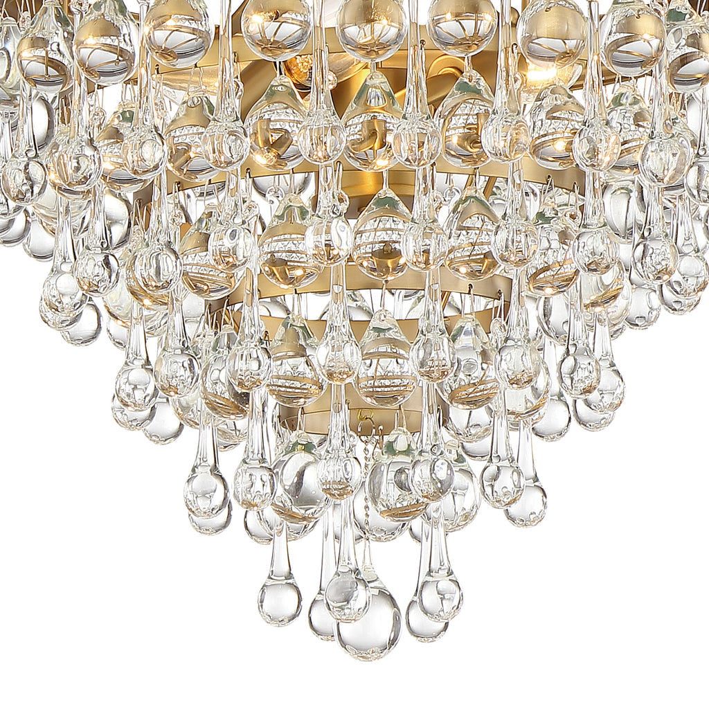 Antique Hardware Calypso 3 Light Crystal Teardrop Vibrant Gold Mini Chandelier Chandelier