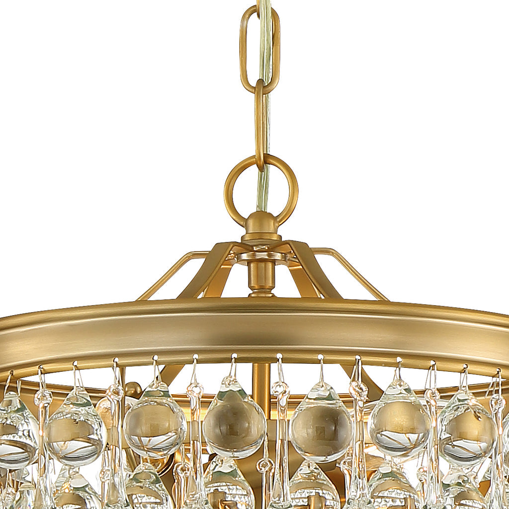 Antique Hardware Calypso 3 Light Crystal Teardrop Vibrant Gold Mini Chandelier Chandelier