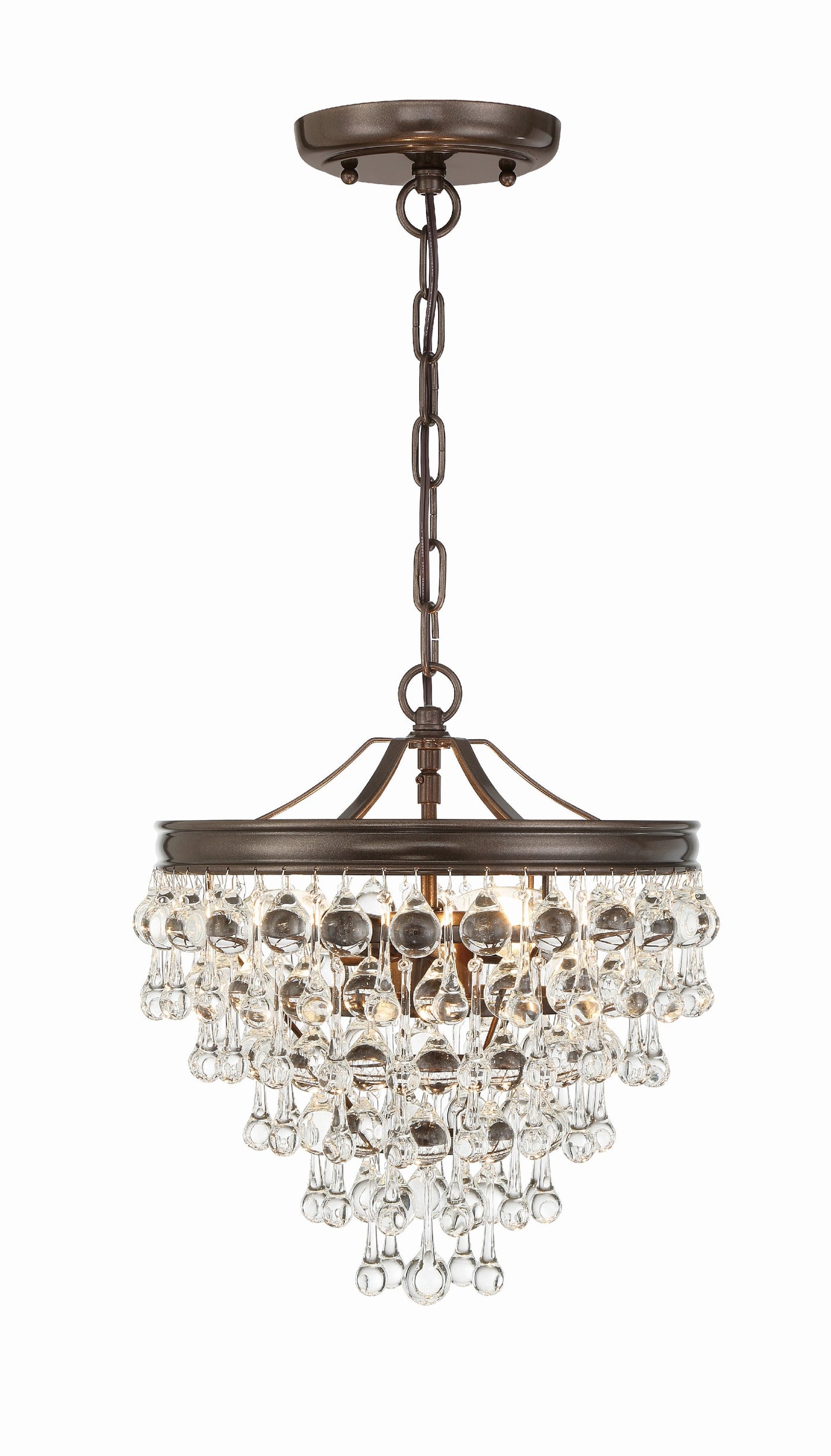 Antique Hardware Calypso 3 Light Crystal Teardrop Vibrant Bronze Mini Chandelier Chandelier