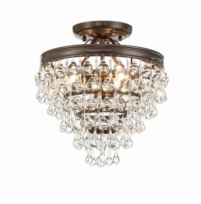 Antique Hardware Calypso 3 Light Crystal Teardrop Vibrant Bronze Semi Flush Mount Semi Flush