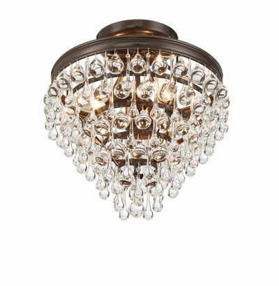 Antique Hardware Calypso 3 Light Crystal Teardrop Vibrant Bronze Semi Flush Mount Semi Flush