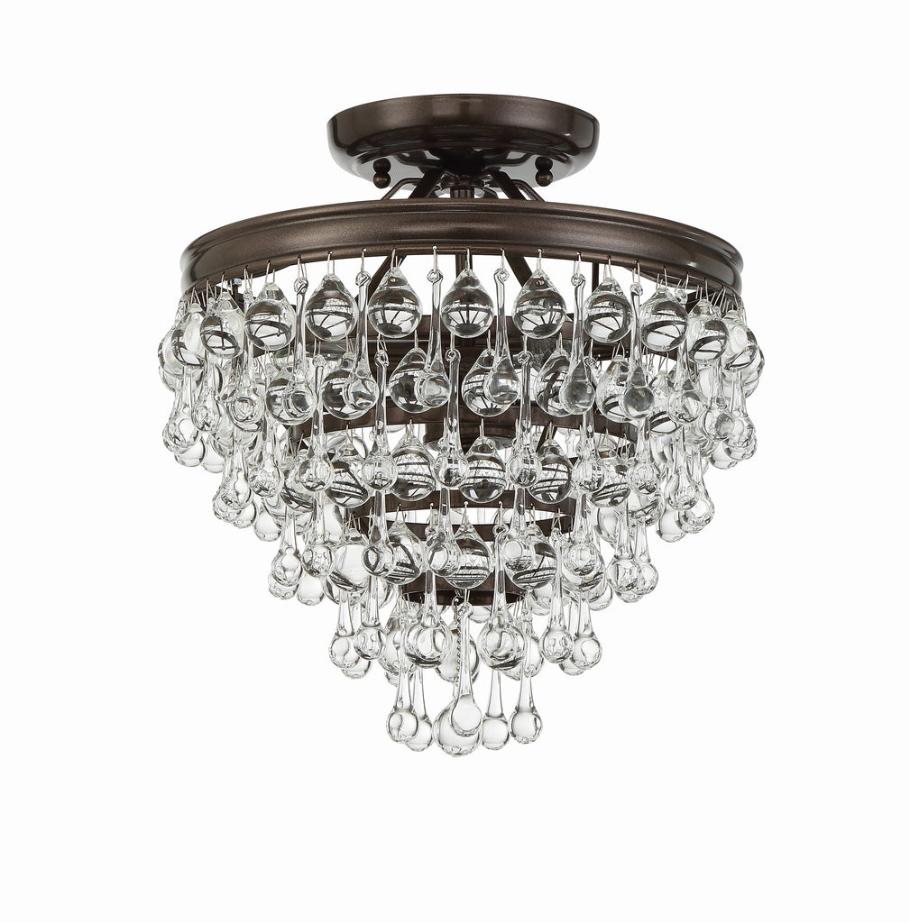 Antique Hardware Calypso 3 Light Crystal Teardrop Vibrant Bronze Semi Flush Mount Semi Flush