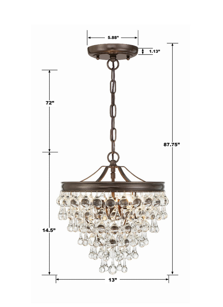 Antique Hardware Calypso 3 Light Crystal Teardrop Vibrant Bronze Mini Chandelier Chandelier