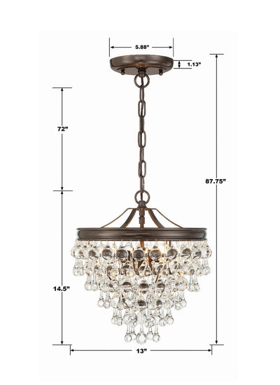 Antique Hardware Calypso 3 Light Crystal Teardrop Vibrant Bronze Mini Chandelier Chandelier