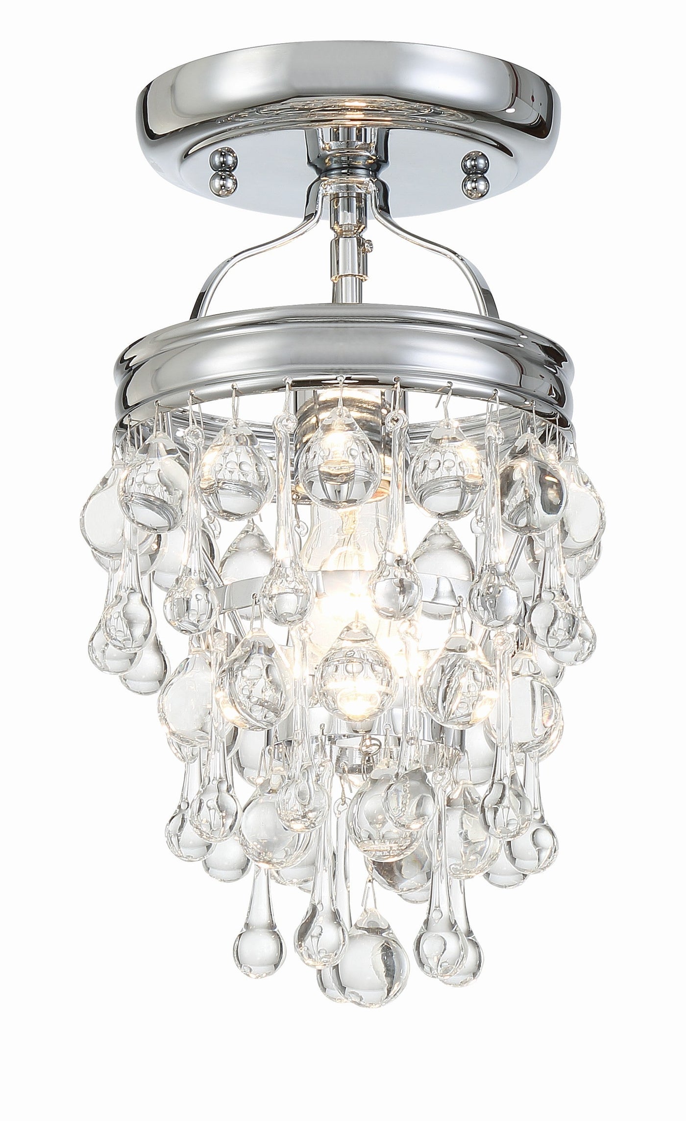 Antique Hardware Calypso 1 Light Crystal Teardrop Polished Chrome Semi Flush Mount Semi Flush