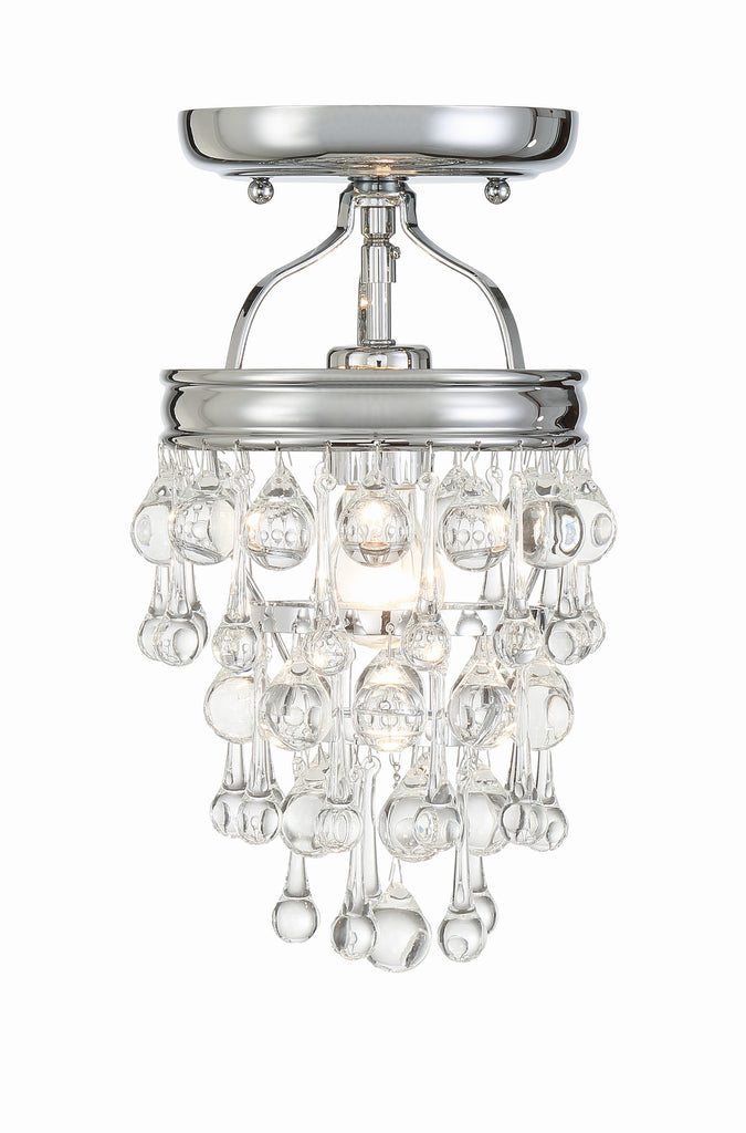 Antique Hardware Calypso 1 Light Crystal Teardrop Polished Chrome Semi Flush Mount Semi Flush