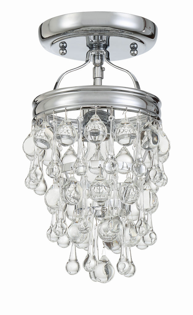 Antique Hardware Calypso 1 Light Crystal Teardrop Polished Chrome Semi Flush Mount Semi Flush