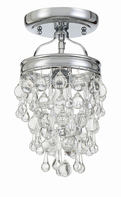 Antique Hardware Calypso 1 Light Crystal Teardrop Polished Chrome Semi Flush Mount Semi Flush