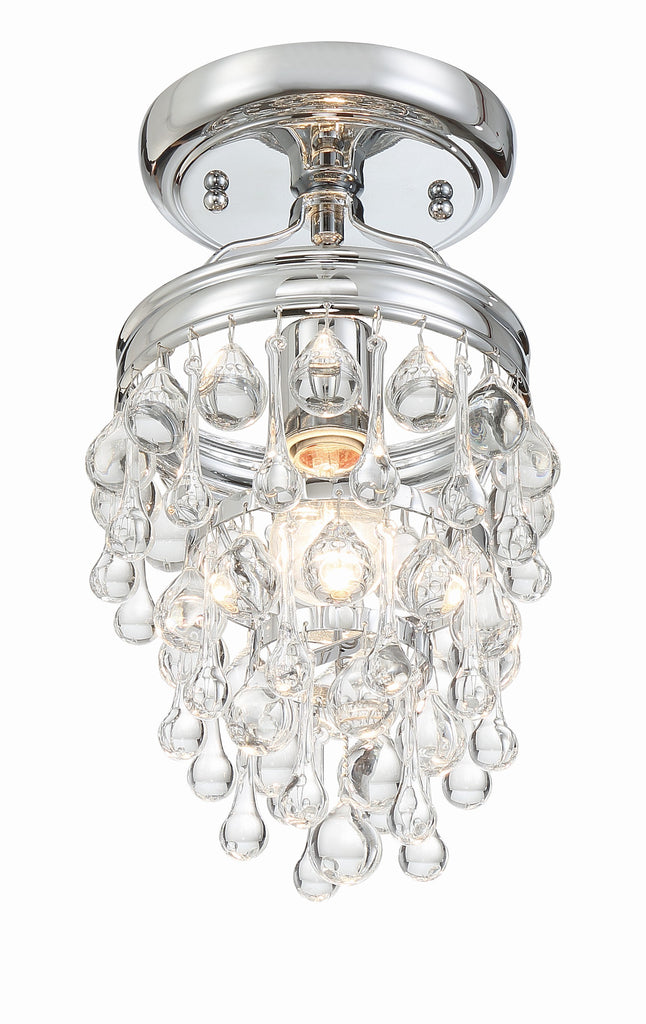 Antique Hardware Calypso 1 Light Crystal Teardrop Polished Chrome Semi Flush Mount Semi Flush