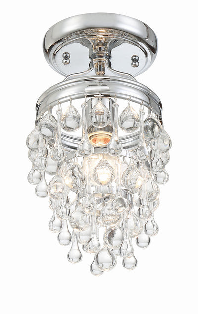 Antique Hardware Calypso 1 Light Crystal Teardrop Polished Chrome Semi Flush Mount Semi Flush