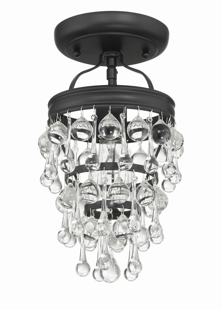 Antique Hardware Calypso 1 Light Matte Black Semi Flush Mount Semi Flush