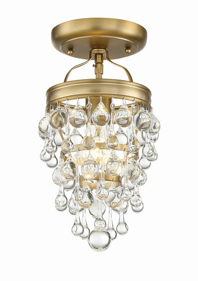 Antique Hardware Calypso 1 Light Crystal Teardrop Vibrant Gold Semi Flush Mount Semi Flush