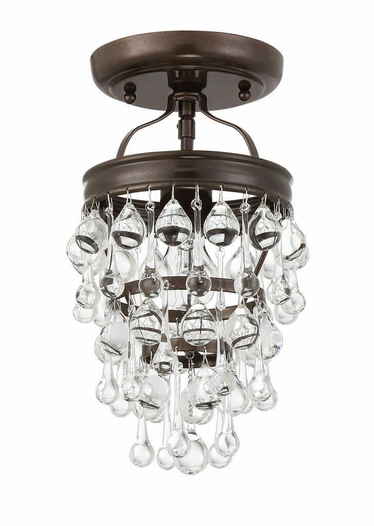 Antique Hardware Calypso 1 Light Crystal Teardrop Vibrant Bronze Semi Flush Mount Semi Flush