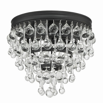 Antique Hardware Calypso 3 Light Matte Black Flush Mount Semi Flush