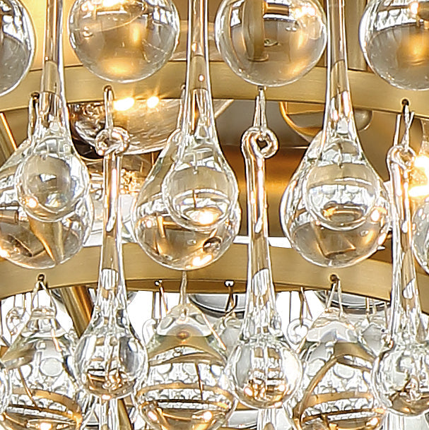 Antique Hardware Calypso 3 Light Crystal Teardrop Vibrant Gold Flush Mount Semi Flush