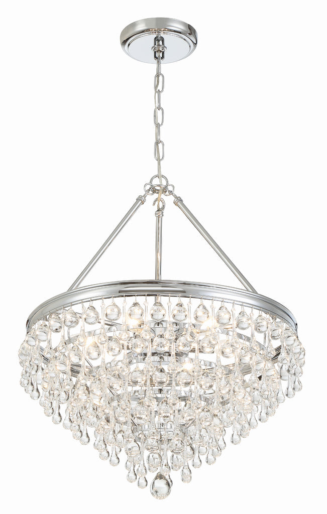 Antique Hardware Calypso 6 Light Crystal Teardrop Polished Chrome Chandelier Chandelier