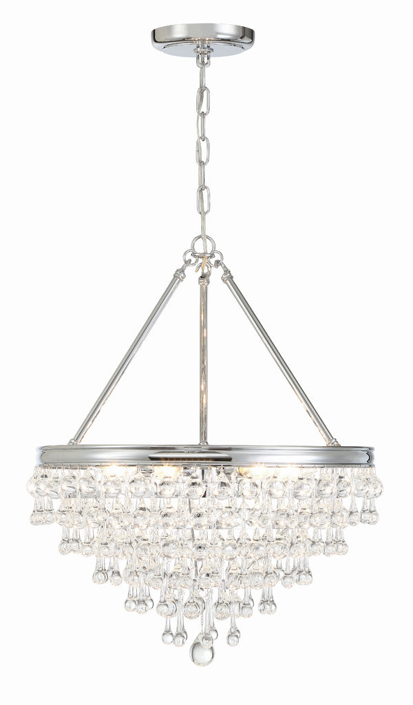 Antique Hardware Calypso 6 Light Crystal Teardrop Polished Chrome Chandelier Chandelier