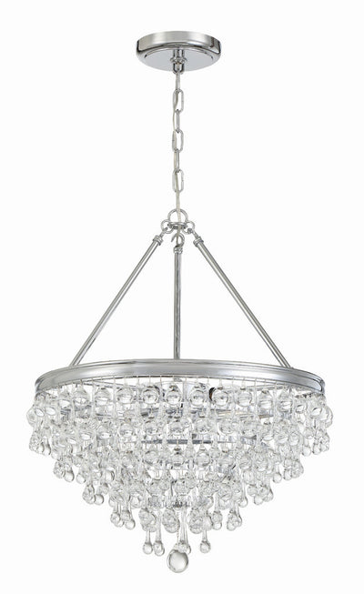 Antique Hardware Calypso 6 Light Crystal Teardrop Polished Chrome Chandelier Chandelier