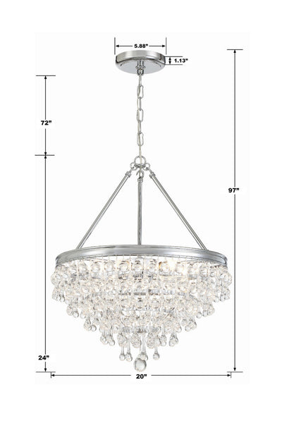 Antique Hardware Calypso 6 Light Crystal Teardrop Polished Chrome Chandelier Chandelier