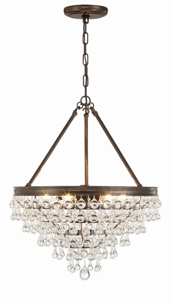 Antique Hardware Calypso 6 Light Crystal Teardrop Vibrant Bronze Chandelier Chandelier