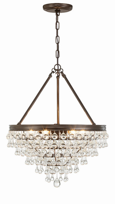 Antique Hardware Calypso 6 Light Crystal Teardrop Vibrant Bronze Chandelier Chandelier