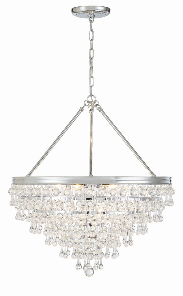 Antique Hardware Calypso 8 Light Crystal Teardrop Polished Chrome Chandelier Chandelier