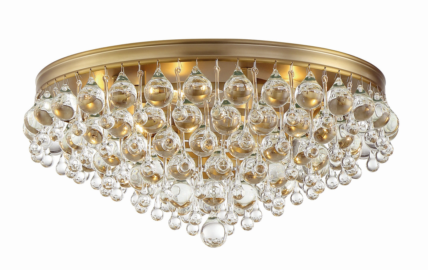 Antique Hardware Calypso 6 Light Crystal Teardrop Vibrant Gold Flush Mount Semi Flush