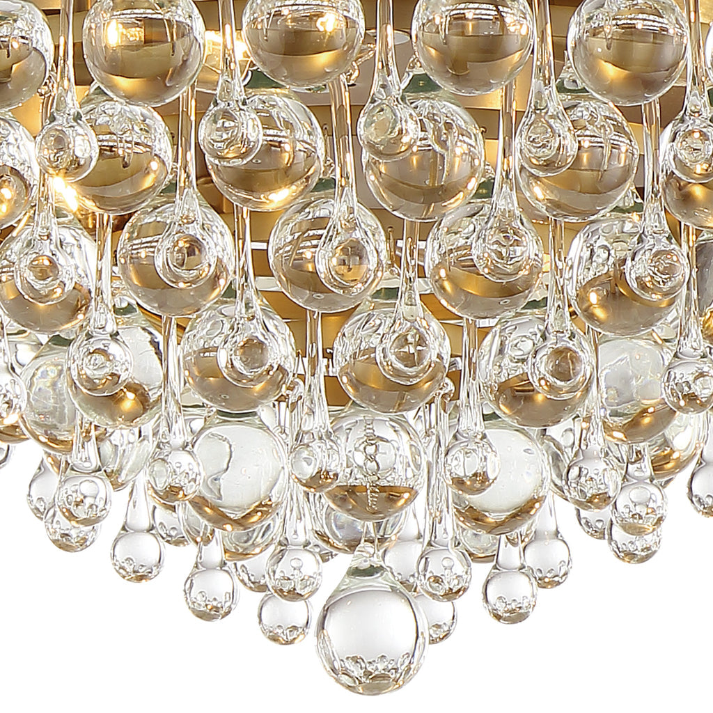 Antique Hardware Calypso 6 Light Crystal Teardrop Vibrant Gold Flush Mount Semi Flush