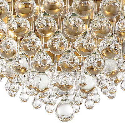 Antique Hardware Calypso 6 Light Crystal Teardrop Vibrant Gold Flush Mount Semi Flush