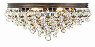 Antique Hardware Calypso 6 Light Crystal Teardrop Vibrant Bronze Flush Mount Semi Flush