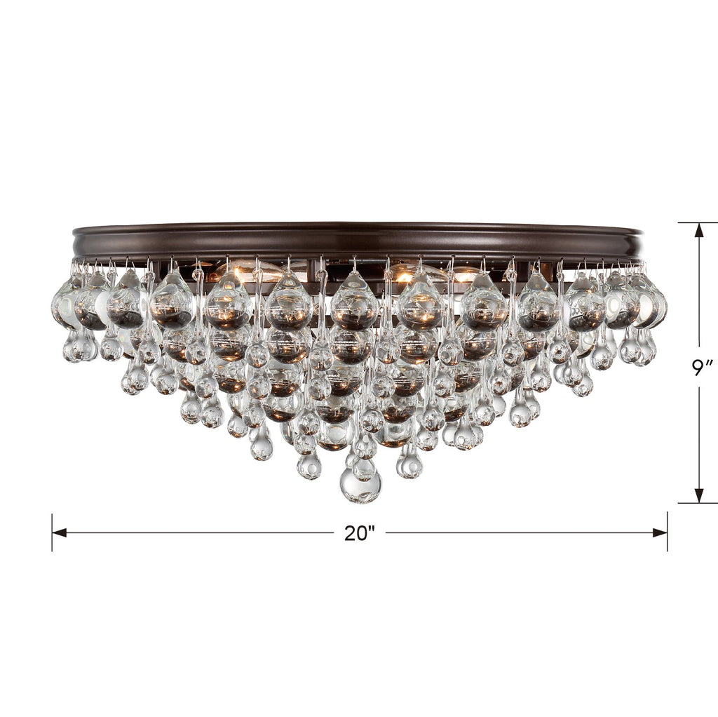 Antique Hardware Calypso 6 Light Crystal Teardrop Vibrant Bronze Flush Mount Semi Flush