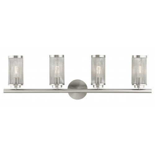 Antique Hardware 4 Light Brushed Nickel Bath Vanity Wall Sconce