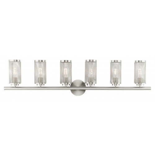 Antique Hardware 6 Light Brushed Nickel Bath Vanity Wall Sconce