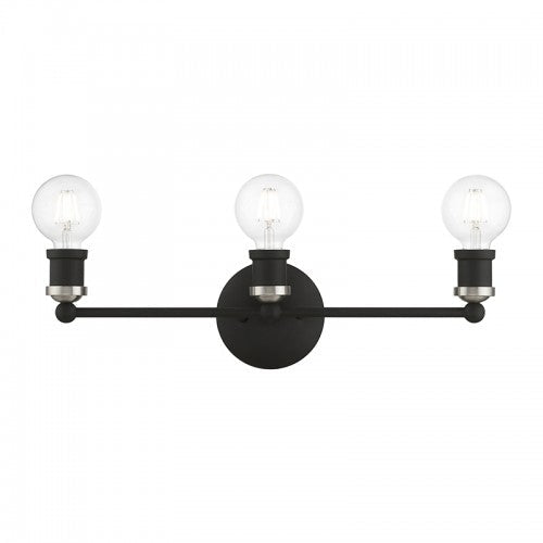 Antique Hardware 3 Light Black with Brushed Nickel Accents ADA Vanity Sconce Wall Sconce