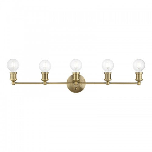 Antique Hardware 5 Light Antique Brass ADA Large Vanity Sconce Wall Sconce