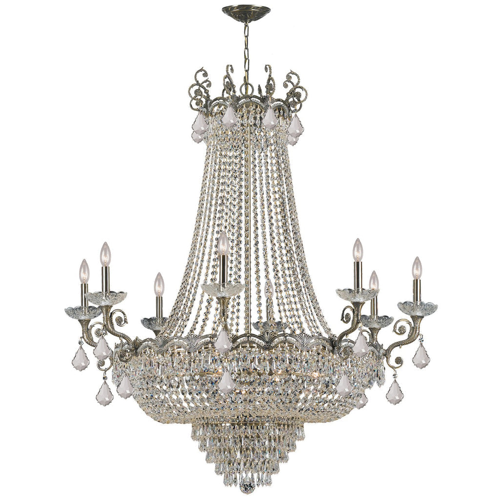 ##Antique Hardware## Majestic 20 Light Hand Cut Crystal Historic Brass Chandelier