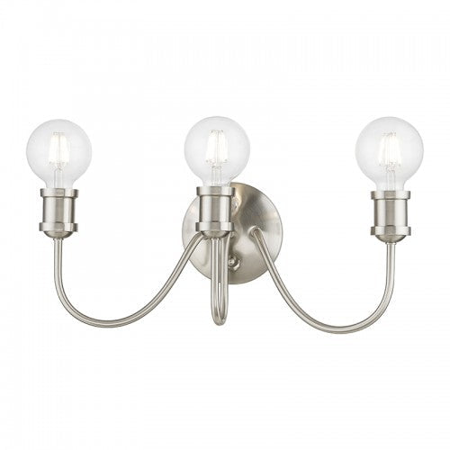 Antique Hardware 3 Light Brushed Nickel Vanity Sconce Wall Sconce