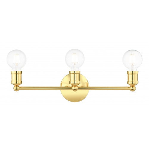 Antique Hardware 3 Light Polished Brass Bath Vanity Wall Sconce