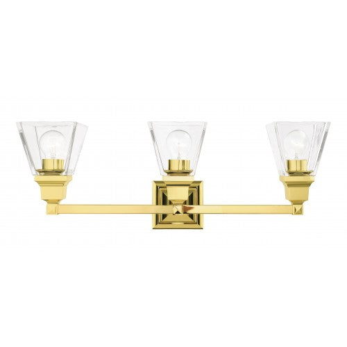 Antique Hardware 3 Light Polished Brass Bath Vanity Wall Sconce