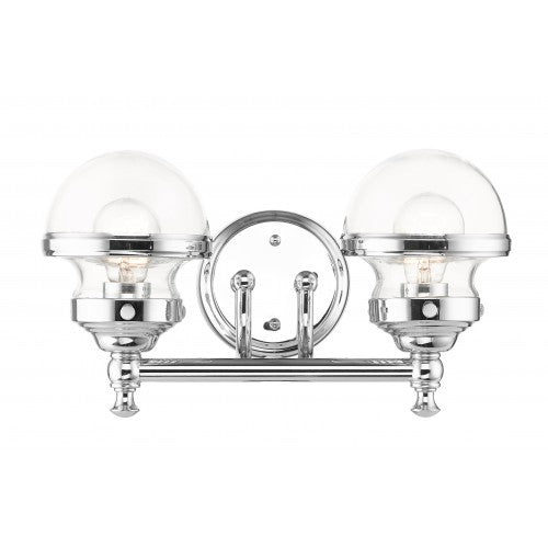 Antique Hardware 2 Light Polished Chrome Bath Vanity Wall Sconce