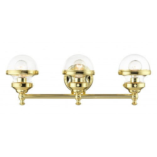 Antique Hardware 3 Light Polished Brass Bath Vanity Wall Sconce