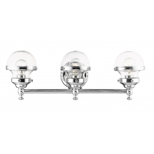 Antique Hardware 3 Light Polished Chrome Bath Vanity Wall Sconce