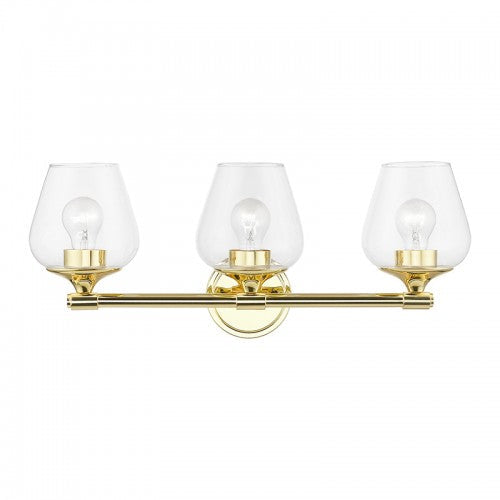 Antique Hardware 3 Light Polished Brass Vanity Sconce Wall Sconce