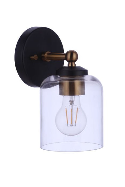 Antique Hardware Coppa 1 Light Wall Sconce in Flat Black/Satin Brass Wall Sconce