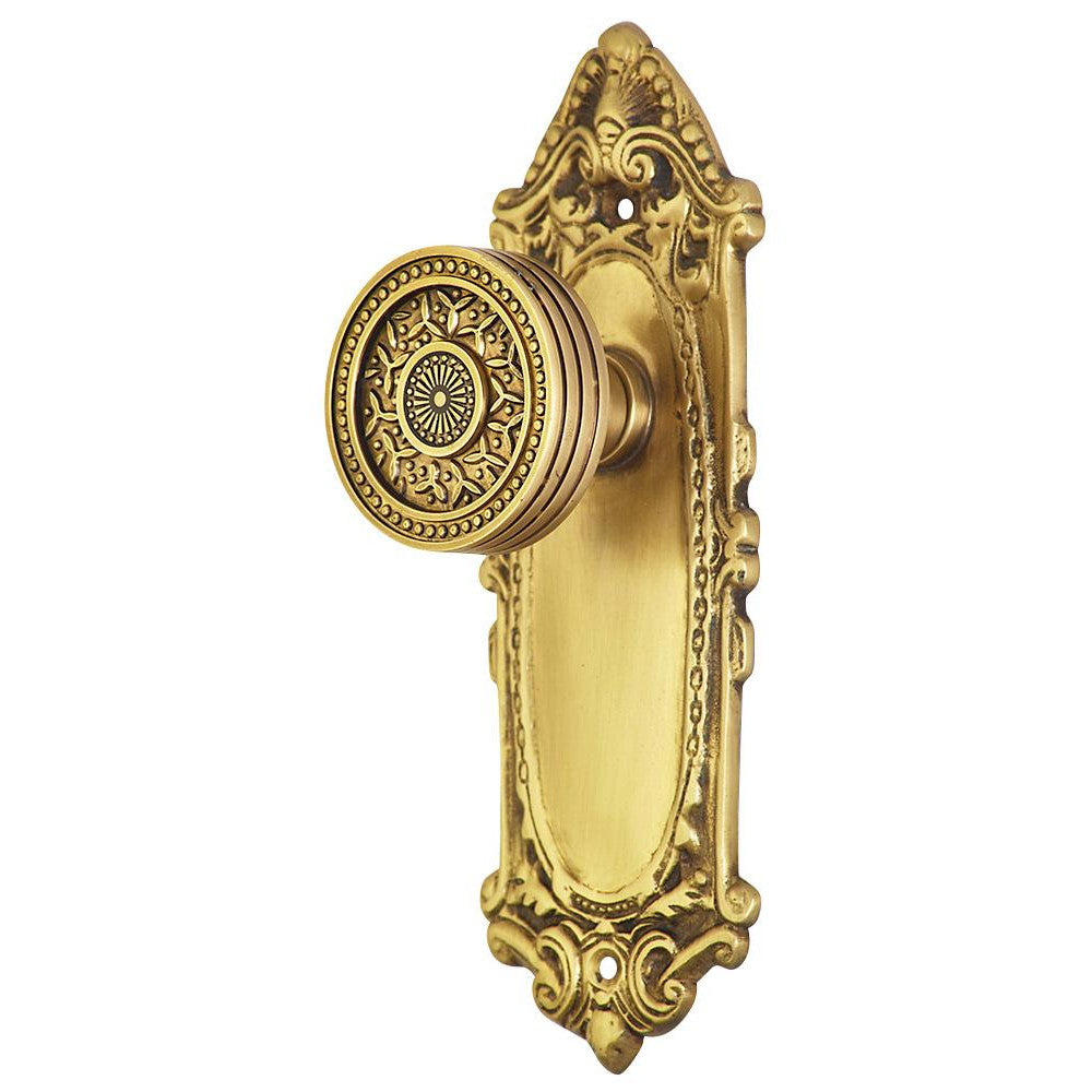 ##Antique Hardware## Ornate Victorian Long Backplate Door Set with Rice Pattern Door Knobs (Several Finishes Available)