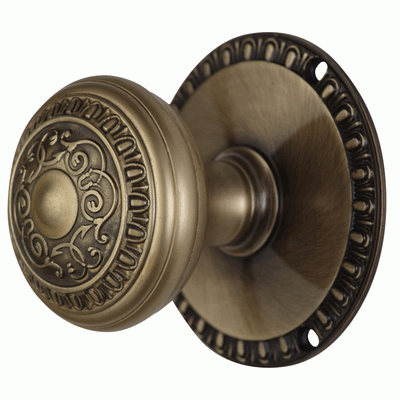 Antique Hardware Egg & Dart Rosette Door Set with Egg & Dart Door Knobs (Several Finishes Available) Antique Door Knobs For Sale