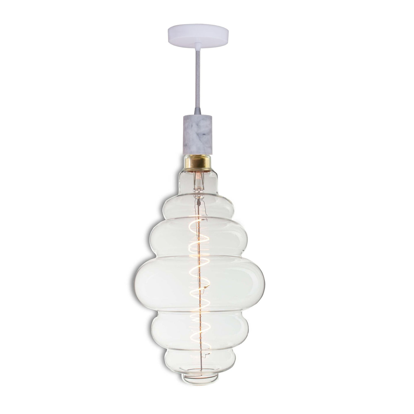 Antique Hardware 4W LED Beehive Shaped Grand 2200K Filament W/ White Marble Pendant With White String Chandelier